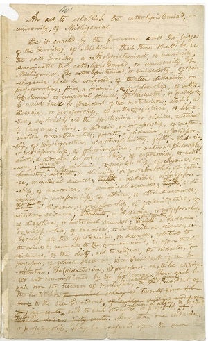 Original draft of act to establish the Catholepistemiad