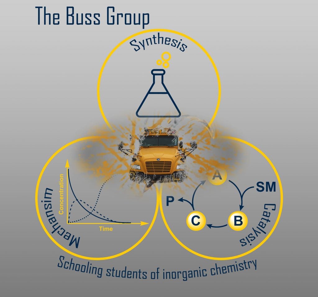 the buss group logo - synthesis, mechanism, catalysis.  schooling students of organic chemistry
