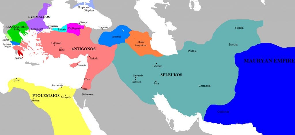 map of middle east with colored regions