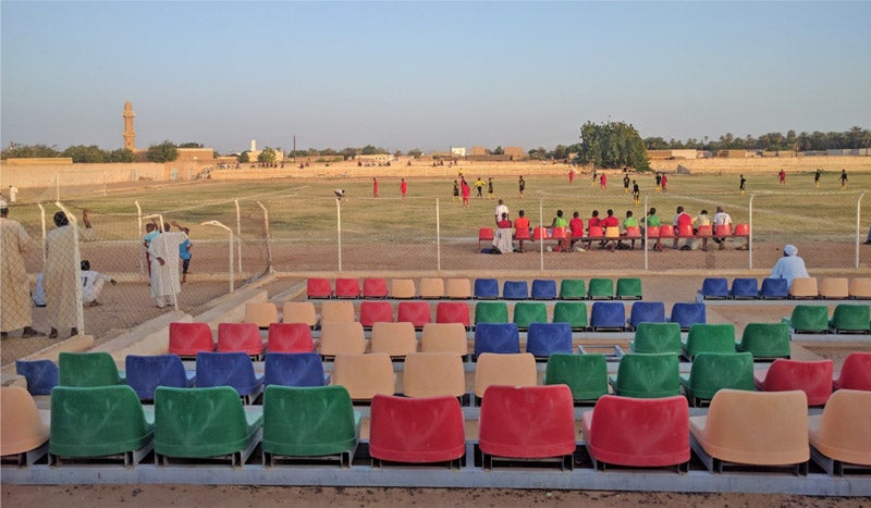 soccer field with stands