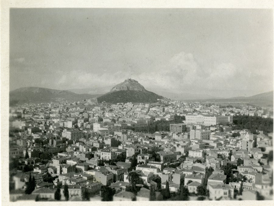 photograph of Athens with Mount Lycabettus in distance
