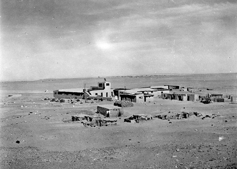 house in the desert from a distance