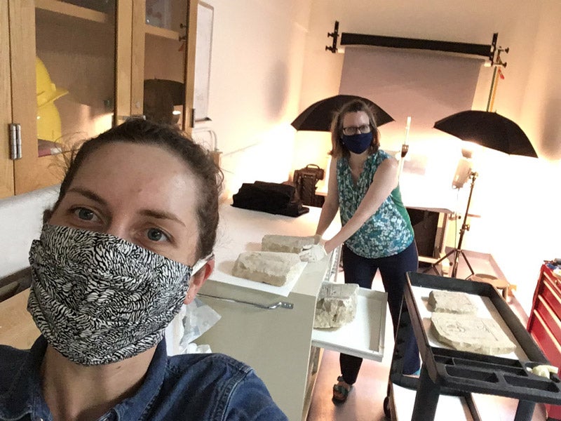 selfie of two women wearing masks