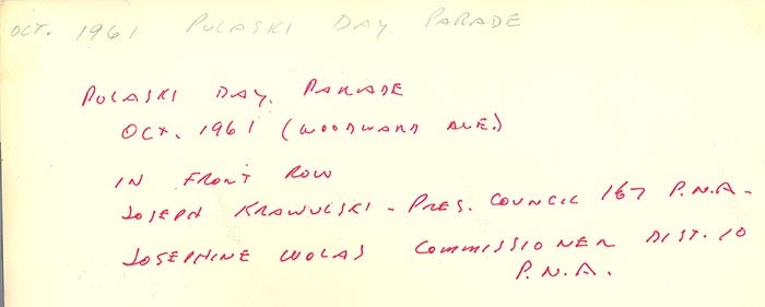Pulaski Parade, Oct 1961: Notes