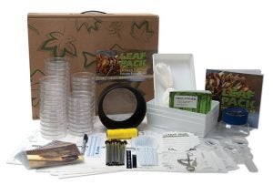 Photo of a leaf pack box with contents displayed including 