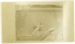 Drawing of Cupid and a dove.