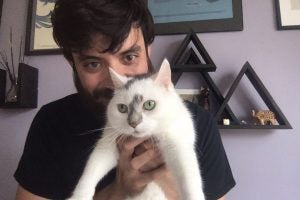poet with his cat