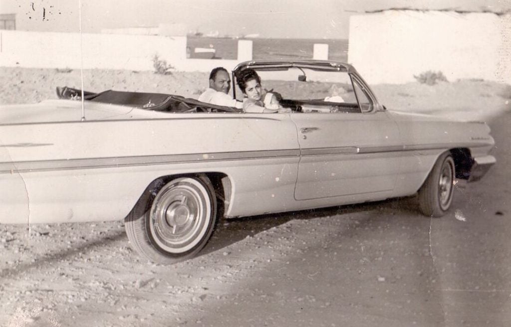 photo of author and her father in a pontiac