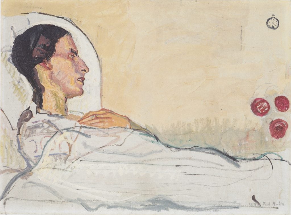 valentine gode painting by darel hodler of a woman in bed