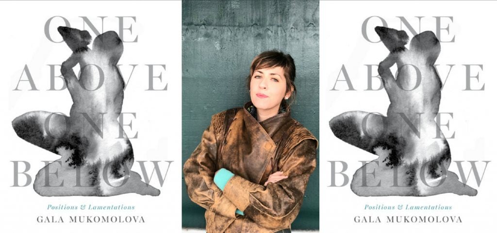 one above below by gala mukomolova front cover collage aside the author's headshot