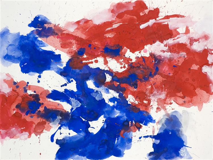 red and blue watercolor