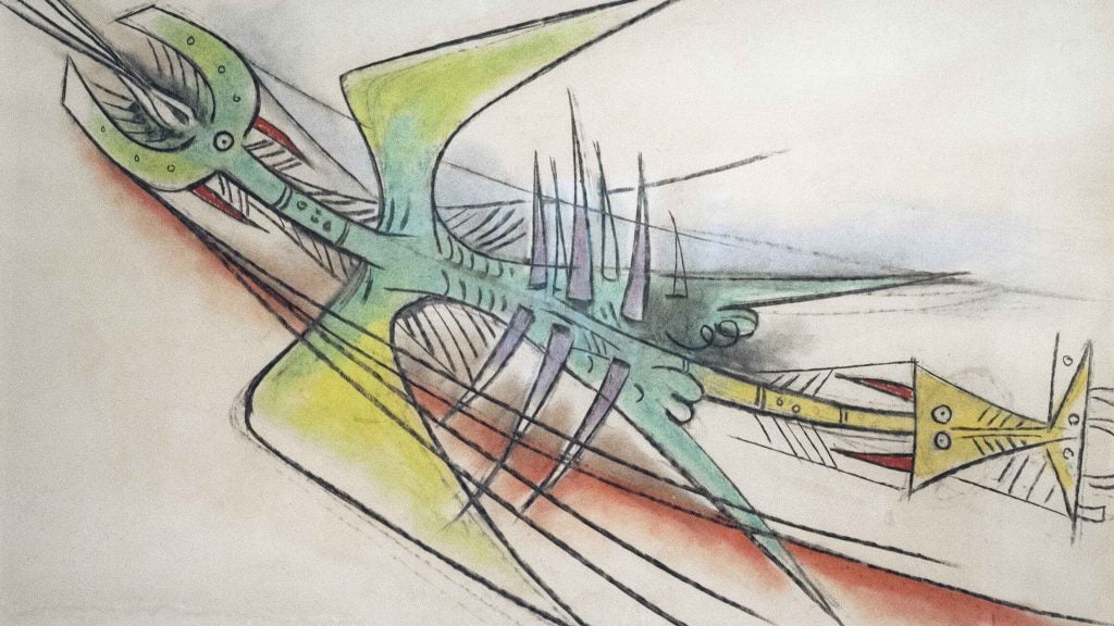 Wilfredo Lam: Untitled, 1957, heavy paper plus canvas