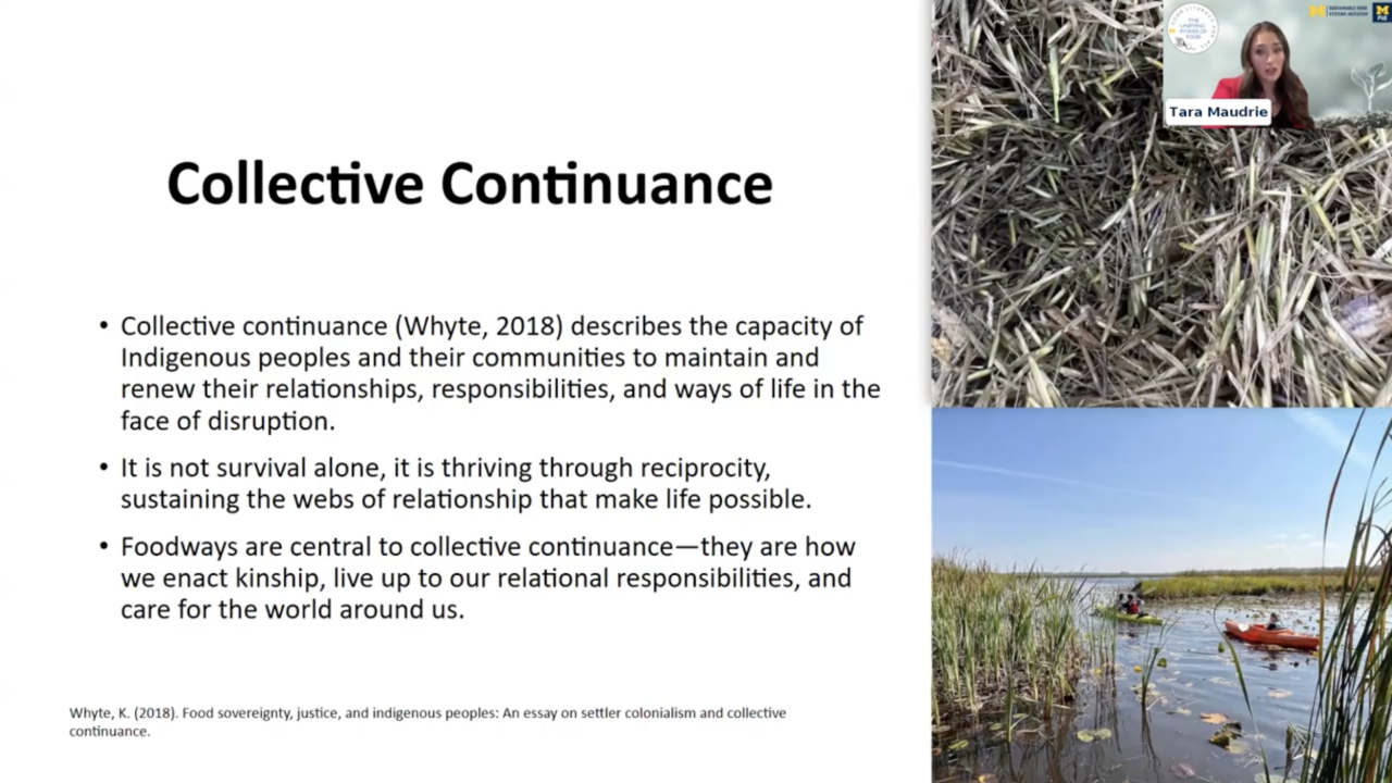 Dr. Tara Maudrie talking about Dr. Kyle Whyte's concept of Collective Continuance